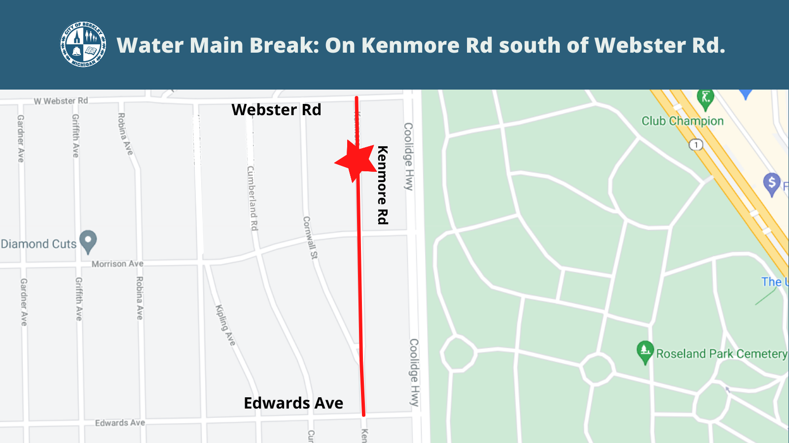Water Main Break Maps_On Kenmore south of Webster Rd_3.3.22